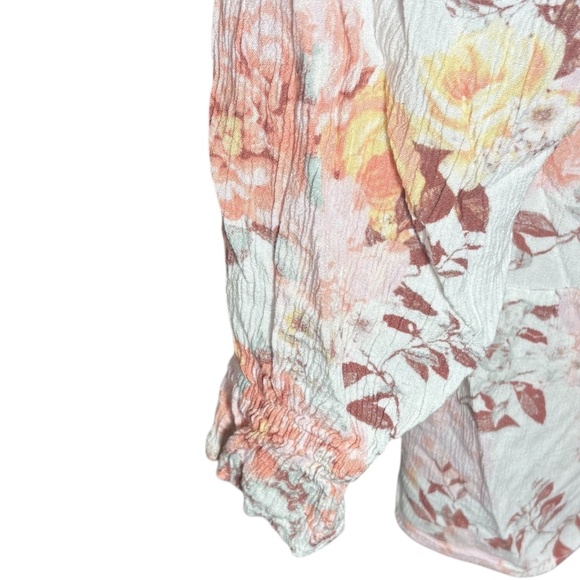 American Rag Women's Floral Blouse Long Sleeve Back Tie Size 2X Cottage Flowy - Picture 4 of 5